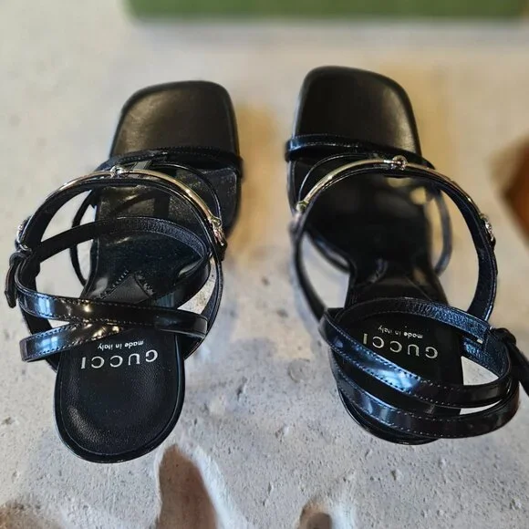 Gucci Regent Strap Detailed Sandal 771563 CLG00 - 1000 Black Leather Size 36+ - Picture 8 of 11
